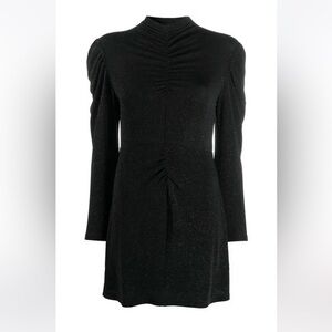 Iro Hasti Shift Dress size 2 EU‎ 34 black sparkly puff sleeve ruched
